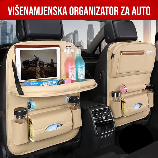 Organizator za auto sjedišta s preklopnim stolom i košem za smeće - SANDWAY